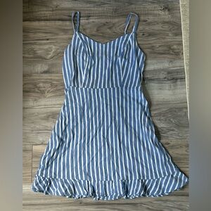 Old Navy Summer Flowy Mini Blue and White Striped Dress Sundress Cotton Size M